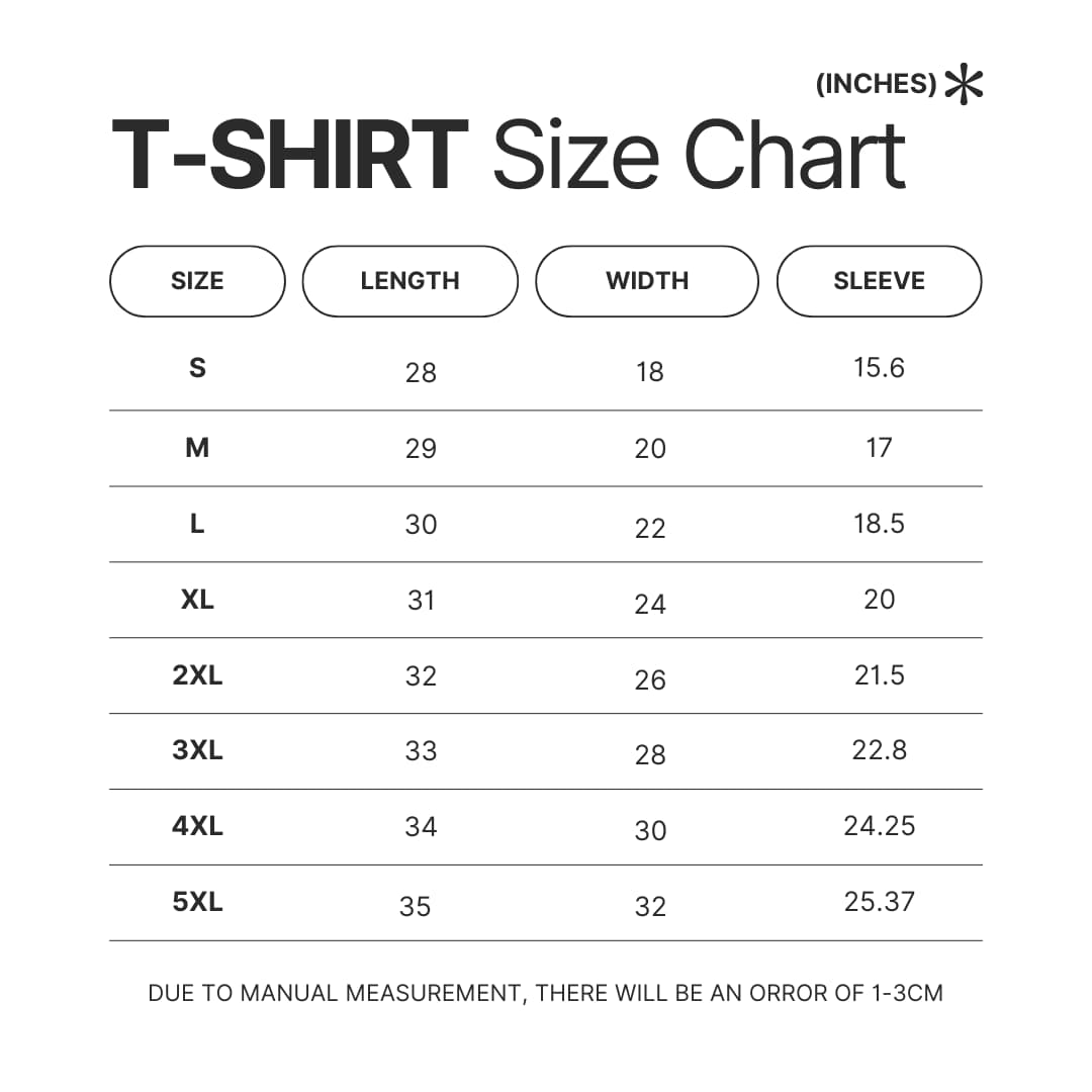 T shirt Size Chart - Ice Nine Kills Shop